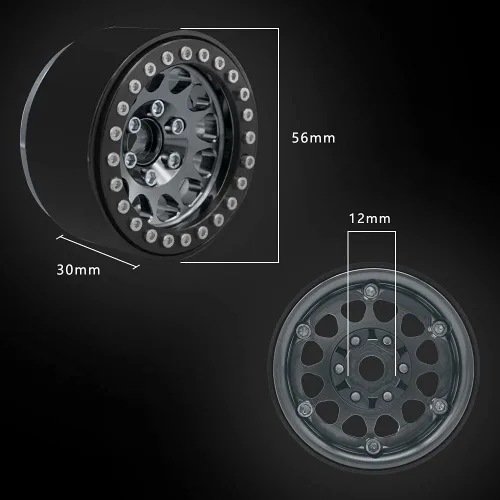 Miniatura 3 de OGRC - 4 llantas Beadlock de 1.9 pulgadas, llantas de aluminio para Traxxas TRX4 TRX6 Redcat GEN7 GEN8 Rc4wd D90 Axial SCX10 SCX10 II 90046 SCX10