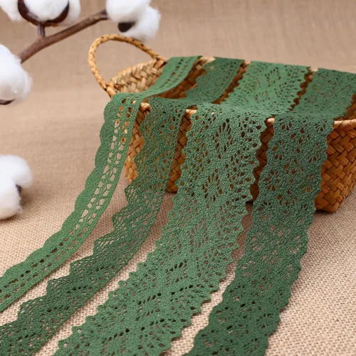 Miniatura 14 de Cinta de encaje beige de 8 yardas, ribete de encaje de algodón, encaje de ganchillo para costura, para manualidades, envoltura de regalo, decoración