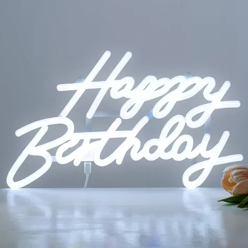 Miniatura 9 de Letrero de neón de feliz cumpleaños, letrero con luz LED de feliz cumpleaños, luz de neón regulable alimentada por USB, letrero de neón