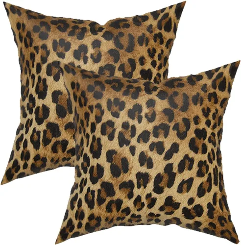 Miniatura 69 de Funda de almohada marrón con estampado de leopardo - 2 piezas Funda de almohada de guepardo de 16x16 pulgadas Fundas de almohada de algodón