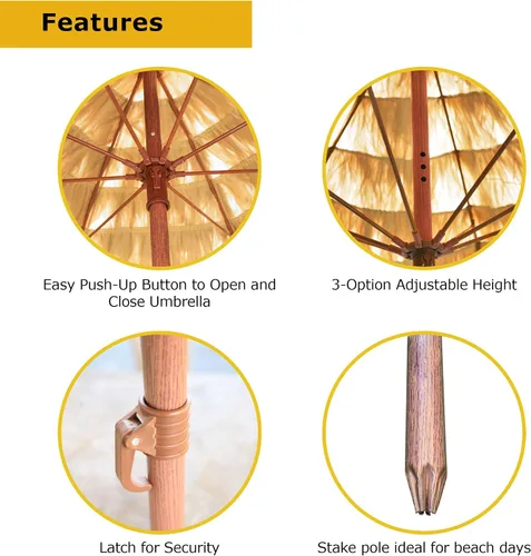 Miniatura 5 de FOREVER BAMBOO Tiki Thatch - Sombrilla de playa y patio – Palapa estilo hawaiano con protección UV