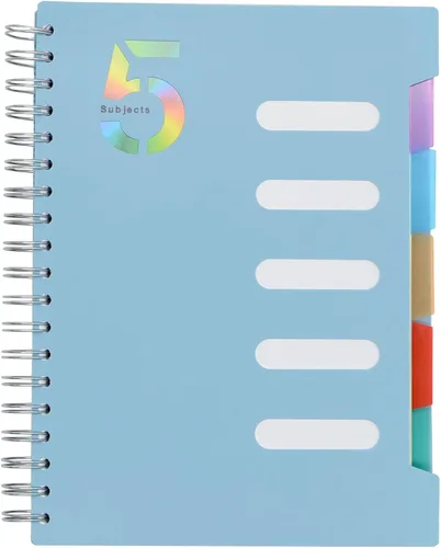 Miniatura 12 de Cuaderno de 5 asignaturas, 1 pieza en azul oscuro de 10 pulgadas x 7 pulgadas B5 en espiral con cubierta de plástico impermeable y suave, 300