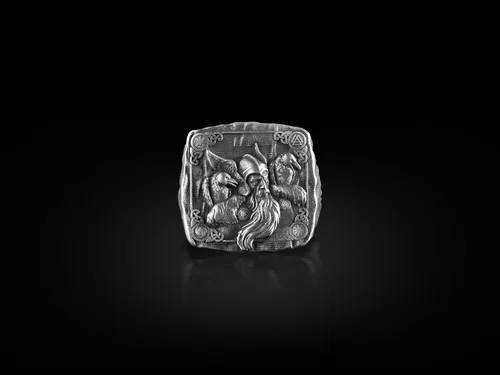 Miniatura 4 de BySilverStone Jewelry - Anillo de plata Odin The Viking God with Raven Signet, joyería de mitología escandinava, anillo para hombre de Hugin Munin