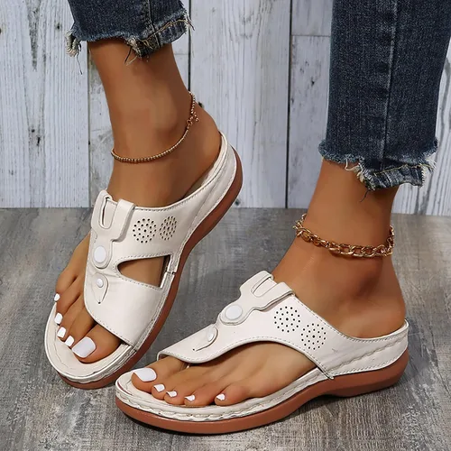 Miniatura 21 de Sandalias planas de verano elegantes para mujer, sandalias ortopédicas para mujer, soporte de arco