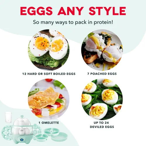 Miniatura 4 de Dash Deluxe Hervidor de Huevos - Hervidor, Escalfador y Vaporizador - Incluye Guía de Medidas y Recetas - Apto para Lavavajillas - Capacidad para 12