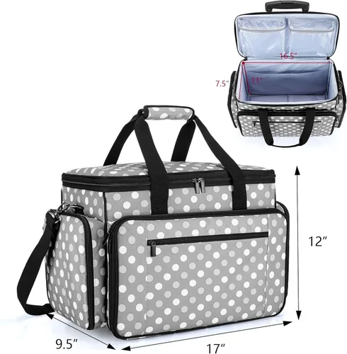 Miniatura 6 de LUXJA Estuche para máquina de coser con carrito desmontable, bolsa rodante para máquina de coser con almohadilla inferior removible