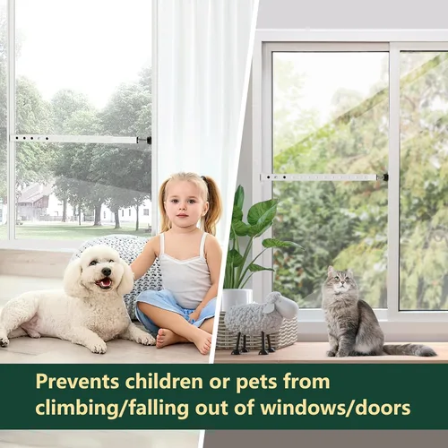 Miniatura 4 de WooFog Barras de seguridad ajustables para ventana, barras de seguridad en el interior verticales, barra de bloqueo de CA para ventana pesada