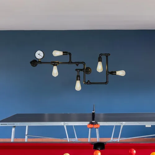 Miniatura 3 de Aplique de pared de tubería de agua industrial, lámpara de montaje en pared punk de vapor, lámpara de pared fresca de 35.4 pulgadas para dormitorio
