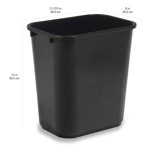 Miniatura 3 de Amazon Basics Cubo de basura pequeño, papelera rectangular para oficina comercial, 3 galones (paquete de 2), color negro