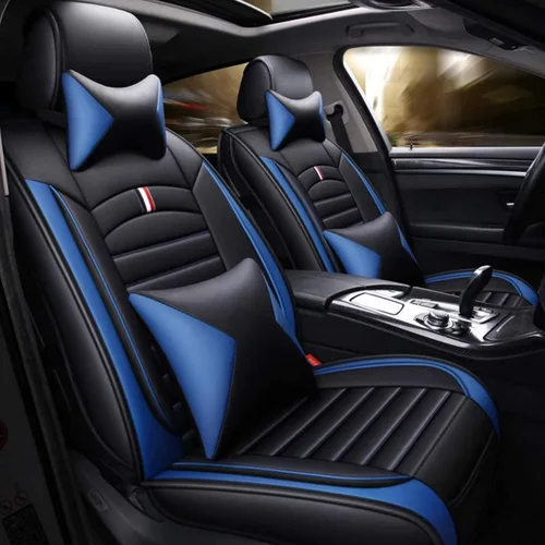 Miniatura 13 de Juego completo de fundas de cojín y almohadas de cuero sintético para asiento delantero y trasero de coche con reposacabezas y soporte de cintura, 5