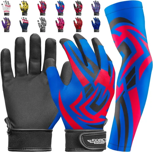 Miniatura 15 de Guantes de bateo para jóvenes de Exxact Sports con mangas para brazos para niños y niñas, guantes de béisbol para niños para bateo de sóftbol