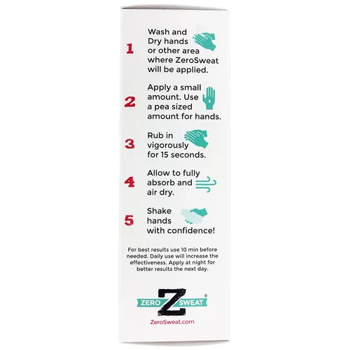 Miniatura 5 de ZeroSweat Loción desodorante antitranspirante al 20% Tratamiento de hiperhidrosis de fuerza clínica - Reduce la sudoración facial y corporal