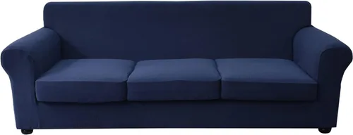 Miniatura 47 de KRFOONN - Fundas elásticas de 4 piezas para sillón y sofá, funda con estampado y 3 fundas independientes para cojines de asiento, lavables, Color01