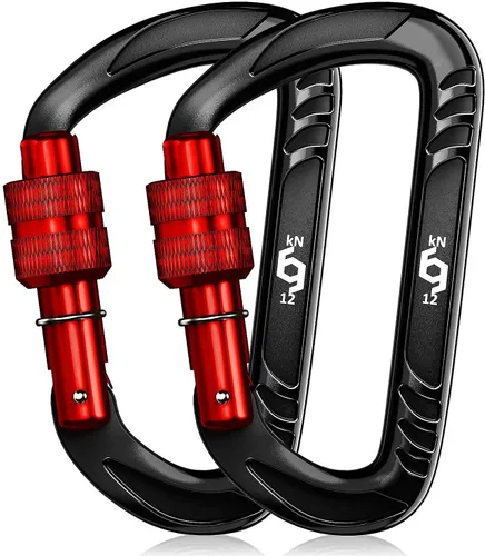 Miniatura 7 de Rhino Produxs 12kN (2697 lbs) Heavy Duty Carabiner Clips, for Securing Pets, Outdoor, Camping, Hiking, Hammock, Dog Leash Harness, Keychains Bloqueo