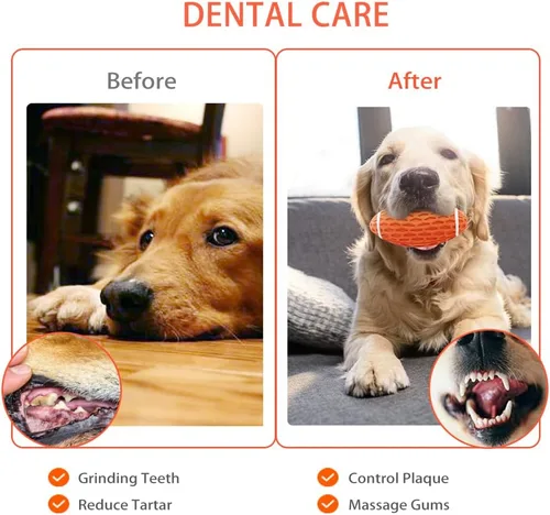 Miniatura 3 de AUSCAT Juguete de fútbol chirriante para perros, juguete masticable para perros, pelota de goma resistente para perros medianos y grandes, verde
