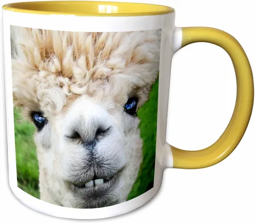 Miniatura 10 de 3dRose Alpaca. Lama. South America. White. 11oz Two-Tone Black Mug