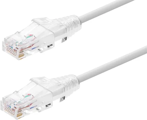 Monoprice Cable de conexión Ethernet Cat6 de 7 pies, nivel de componente, blanco, UTP 28AWG 550 MHz, cable de cobre puro desnudo, sin enganches,