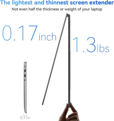 Miniatura 2 de Blackview Extensor de pantalla para laptop, 1.3 libras ultraligero y ultradelgado de 0.17 pulgadas, 14 pulgadas, FHD 1080P IPS, extensor de monitor
