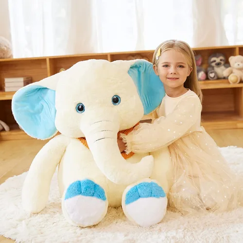 Miniatura 6 de EARTHSOUND Juguete de peluche de elefante gigante, de 30 pulgadas, juguetes suaves y grandes, tamaño grande, enorme y esponjoso, de gran