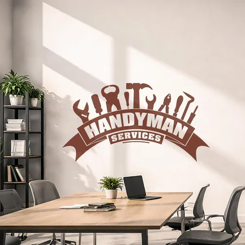 Vinilo adhesivo de pared Handyman Art Service Tools Home Repair Pegatinas Mural Decoración grande (g2437) Negro