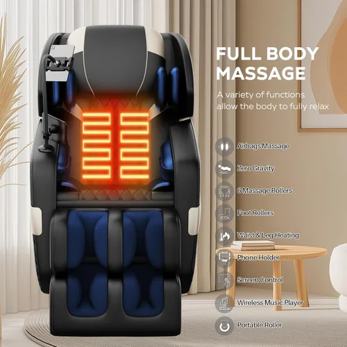 Miniatura 4 de Silla de masaje de cuerpo completo, silla de masaje de gravedad cero con modos automáticos, masaje con bolsa de aire, masaje de pies, calefacción