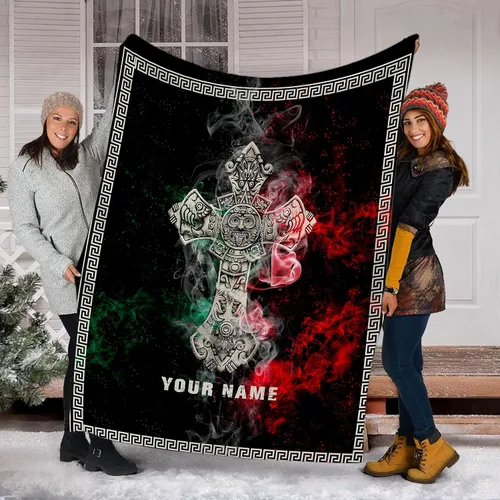 Miniatura 2 de Manta de México con nombre personalizado para hombres y mujeres, manta de bandera personalizable, regalo divertido, felpa mullida, suave microforro