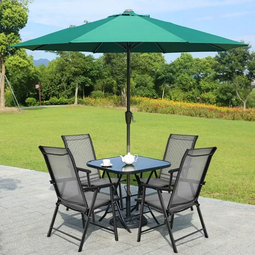 Miniatura 2 de S AFSTAR - Sillas plegables para patio, silla portátil con reposabrazos para exteriores, jardín, jardín, piscina Gris