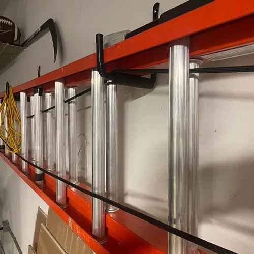 Miniatura 8 de Ganchos para escaleras de almacenamiento de garaje, paquete de 6 perchas resistentes, estante de montaje en pared de 9.8 pulgadas con capacidad