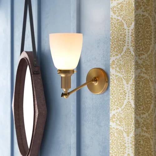 Miniatura 5 de PERMO Aplique individual industrial vintage para montaje en pared con cúpula ovalada de 5.5 pulgadas, pantalla de vidrio blanco leche, aplique