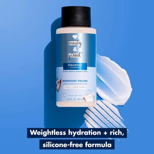 Miniatura 3 de Love Beauty and Planet Acondicionador de volumen sin peso con ácido hylaurónico agua de coco y flor de mimosa para el cuidado del cabello fino