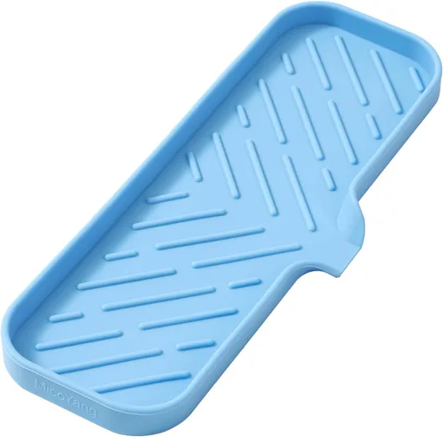 Miniatura 44 de MicoYang Jaboneras de baño de silicona con boquilla de drenaje, organizador de fregadero de cocina, soporte de esponja, bandeja de jabón para Azul