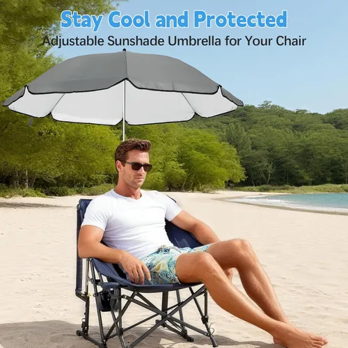 Miniatura 7 de Sombrilla para Silla Compatible con GCI - Accesorio para Protección Solar, Sombrilla Portátil para Silla de Playa, con Abrazadera Ajustable y Fácil