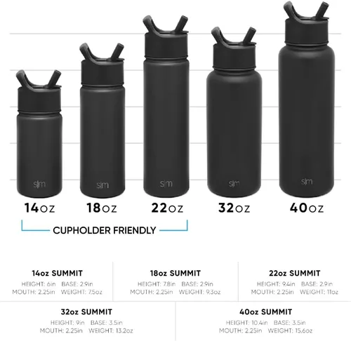 Miniatura 4 de Simple Modern botella de agua reutilizable con tapa con pajilla, de acero inoxidable con aislamiento al vacío, para gimnasio, viajes y deportes