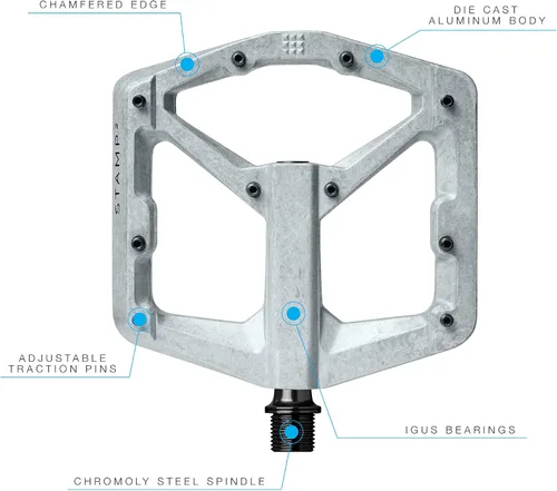 Miniatura 3 de Crankbrothers Stamp Pedales Planos MTB - Pedales de Bicicleta Ligeros, Versátiles y Duraderos de Tamaño Específico Crudo y plata