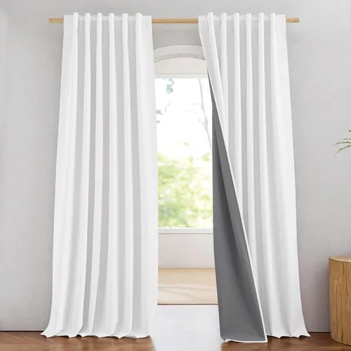 Miniatura 28 de NICETOWN Cortinas 100% opacas de 63 pulgadas de largo, 2 paneles de cortinas cortas con aislamiento térmico con forro para dormitorio, cortinas