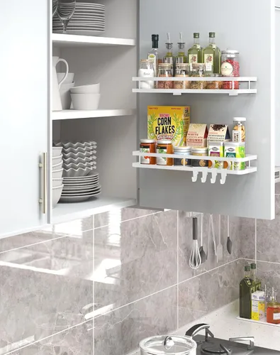 Miniatura 8 de Estante organizador de especias para montaje en pared, paquete de 2 unidades de 15.7 pulgadas [versión mejorada] Estante organizador de condimentos