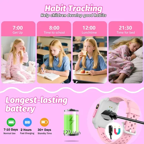 Miniatura 7 de Reloj para niños con 140 modos deportivos, rastreador de fitness para niños de 1.5 pulgadas, reloj inteligente para niñas, no requiere