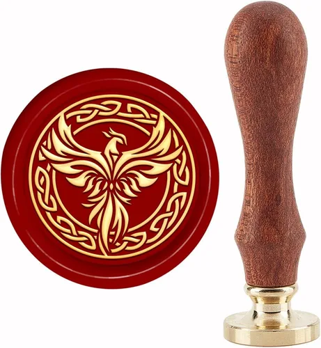 CRASPIRE Phoenix - Sello de cera de sellado de nudo celta, sello de cera de animal de 1.181 in, cabeza de sello de latón extraíble vintage con mango