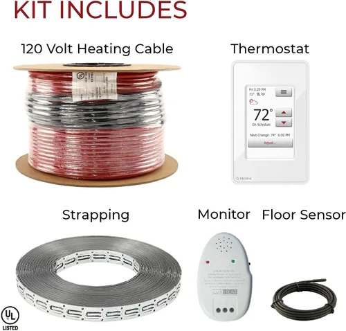 Miniatura 9 de LuxHeat Kit de cable de calefacción de suelo de 10 pies cuadrados - Sistema de calefacción por suelo radiante de 120 V - Sistema de suelo
