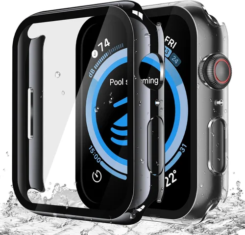 Miniatura 22 de Misxi Paquete de 2 fundas impermeables con botón diseñadas para Apple Watch Series 3 Series 2 de 38mm, funda rígida de policarbonato anticaídas
