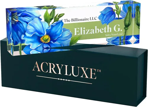 Miniatura 19 de Placa de nombre personalizada para escritorio, placas de nombre personalizadas de 2½/x8 pulgadas, acrílico transparente grueso, caja de regalo