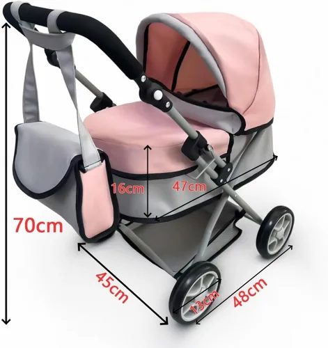 Miniatura 7 de Anano - Cochecito de muñeca de bebé, organizador de viaje para bebé, juguete de juguete, cochecitos de muñecas para niñas, accesorios de muñecas