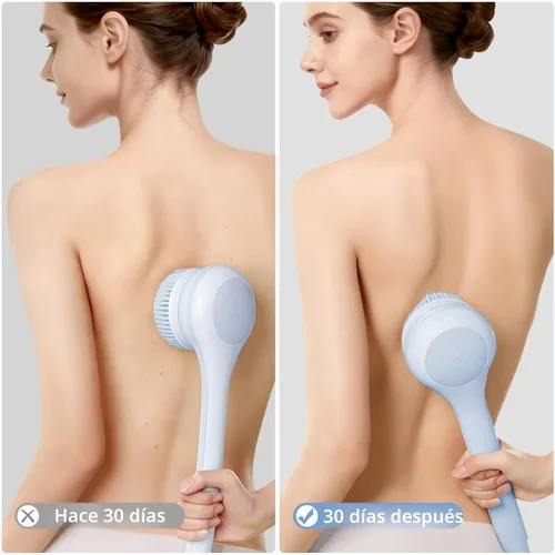 Miniatura 9 de Cepillo corporal eléctrico para la espalda, con esponja para la ducha, impermeable, mango largo doble, cepillo corporal con alimentación eléctrica