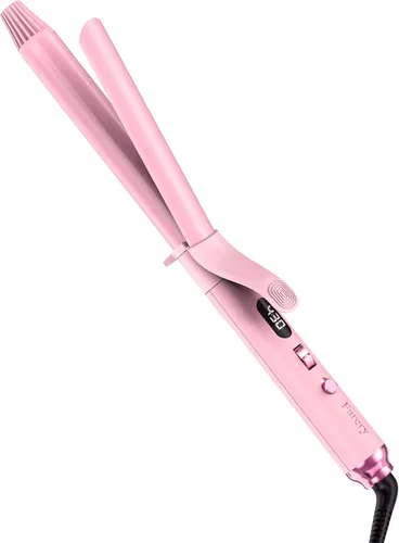 Miniatura 7 de FARERY Rizador de barril largo de 1 pulgada, rizador extra largo para cabello fino, infundido con aceite de argán y queratina, 11 temperaturas Rosa
