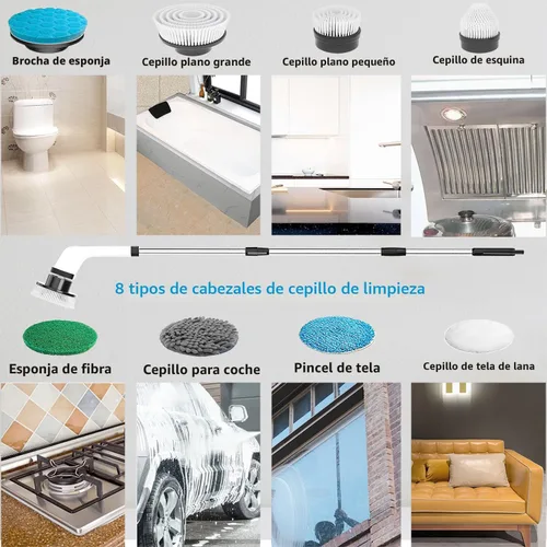 Miniatura 3 de MGLSDeet Cepillo eléctrico giratorio, cepillo de limpieza recargable con cabezales de cepillo reemplazables 8 en 1, limpiador giratorio inalámbrico