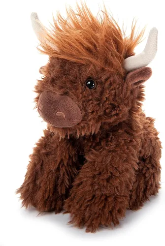 The Petting Zoo Highland Cow Peluche de peluche, regalos para niños, animales salvajes de la vida silvestre, vaca marrón, 9 pulgadas