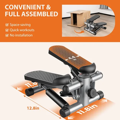 Miniatura 3 de Sweetcrispy Mini Escalones con Bandas de Resistencia para Ejercicio en Casa, Máquina de Ejercicio de Escalón con Giro Portátil para Entrenamiento