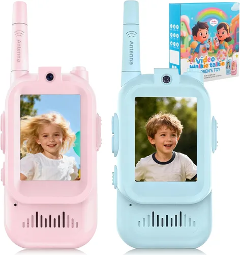 Miniatura 13 de Walkie Talkies de video con pantalla en tiempo real y cambiador de voz, radios recargables de largo alcance para niños de 3 a 12 años, regalos