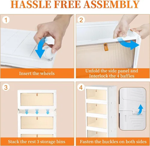 Miniatura 5 de Contenedores de almacenamiento de 2 niveles organizadores de cajas de plástico – 36 cuartos de galón apilables con tapas para dormitorio, sala