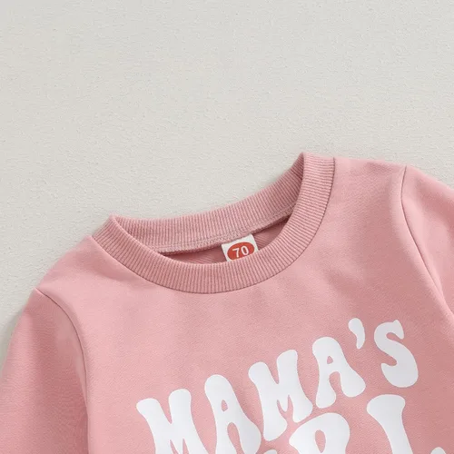 Miniatura 36 de Conjunto de 2 piezas de ropa de otoño para bebé y niña, sudadera de manga larga con cuello redondo y pantalones deportivos, conjunto de traje
